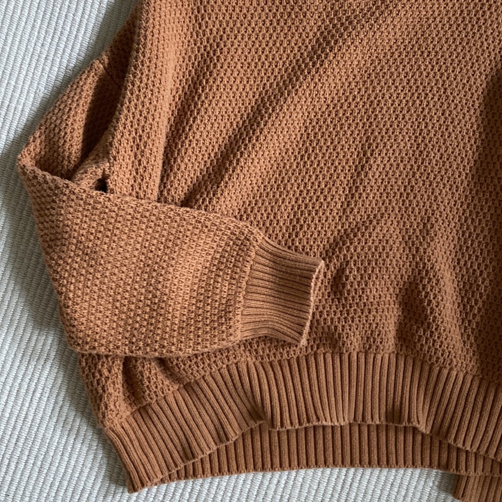 Pact Honeycomb Knit Organic Cotton Chunky oversized Sweater in Mustard